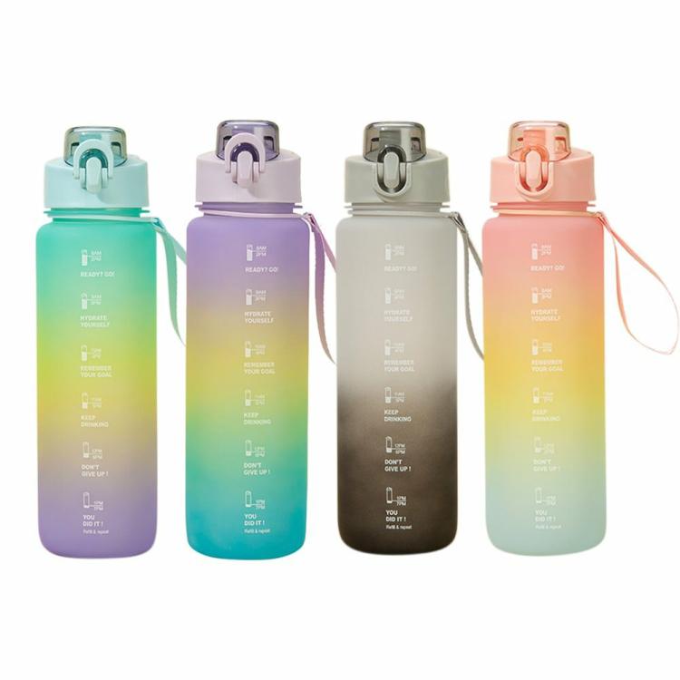 1000ML Drink Bottle Frosted Gradient Cold Water Bottle for Outdoor School Office  |   Sports Bottles Camping & Hiking Grey