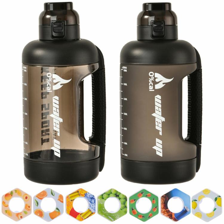 2000ml Sports Water Bottle with Flavour Pod Scent Up Kettle for Gym Fitness  |   Sports Bottles Camping & Hiking Black Yellow/Black/1PCS/7pcs