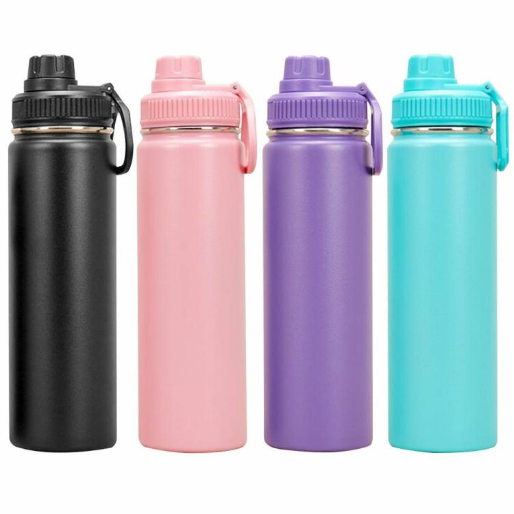 22 Oz Water Cup Leakproof Insulated Water Bottle with Handle Lid Stainless Steel  |   Sports Bottles Camping & Hiking Black/Pink/Lake Blue