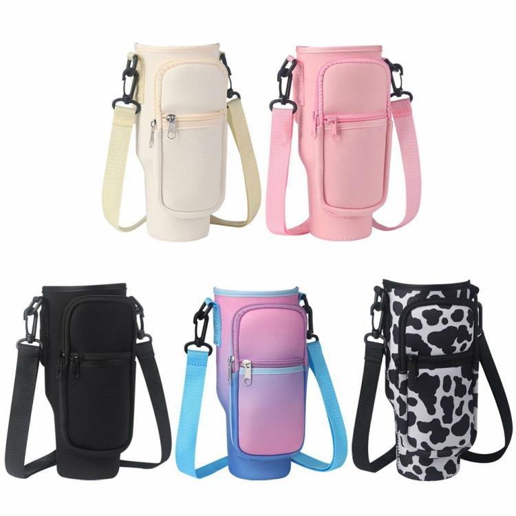 40oz Cup Cover Waterproof Neoprene Water Bottle Bag Phone Key Holder Jug Carrier  |   Sports Bottles Camping & Hiking Beige/Pink/Black/Purple/Cow Pattern