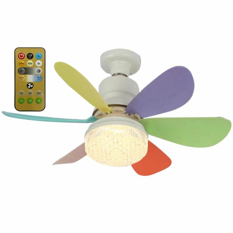 40W 20 in LED Fan Lamp 3Mode Indoor Ceiling Fan 6Blade with Remote Control Timer  |   Multi Function Lamp Lighting Ivory/Multicolored