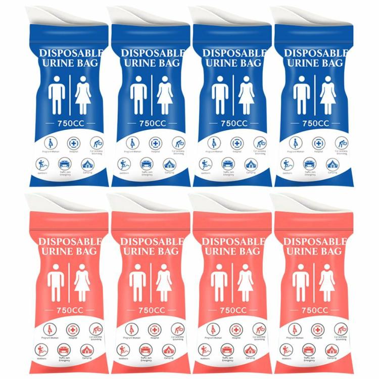 4Pcs Disposable Urinal Bag 750ml Outdoor Emergency Urinate Bags for Traffic Jams  |   Travel Supplies Camping & Hiking Blue/Pink