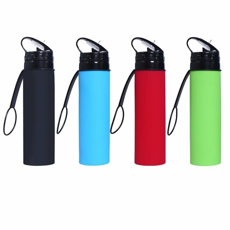 600ml Children Cup Reusable Silicone Sports Bottle Soft Foldable for Home Office  |   Sports Bottles Camping & Hiking Black/Blue/Red