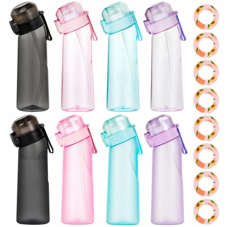 650ML Leakproof Fruit Scent Water Bottle with Flavour Pod Straw Sport Water Cup  |   Sports Bottles Camping & Hiking Black/Pink/Blue/Purple/Transparent/Frosted