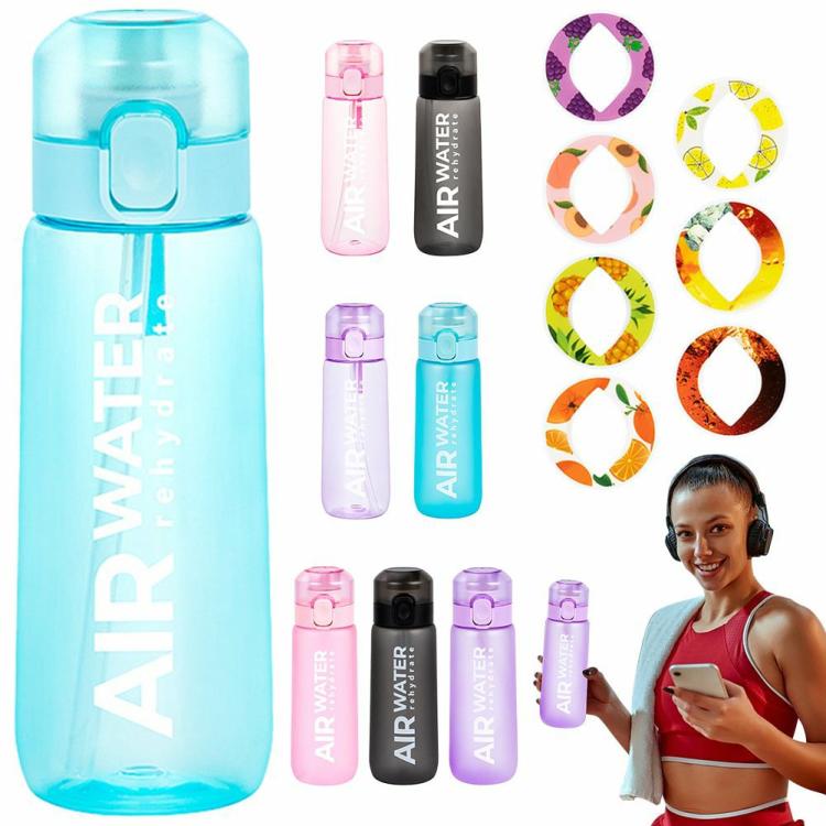 750ml Air Flavored Water Bottle with Scent Pod Sports Water Bottle for Women Men  |   Sports Bottles Camping & Hiking Blue/Pink/Black/Purple/Transparent/Frosted