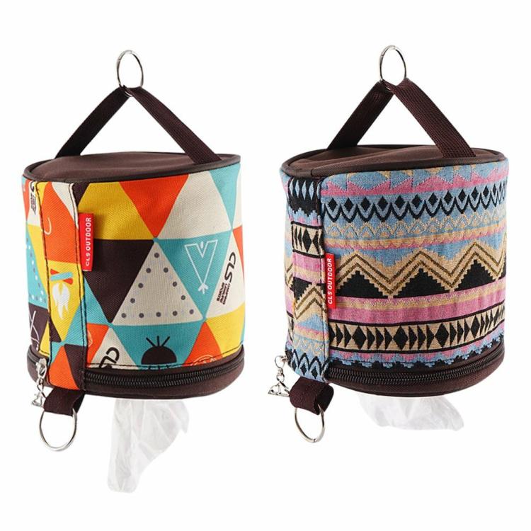 Camping Tissue Box Holder Toilet Paper Case National Style Hanging Holder  |   Camping Bag Camping Bag Blue/Pattern