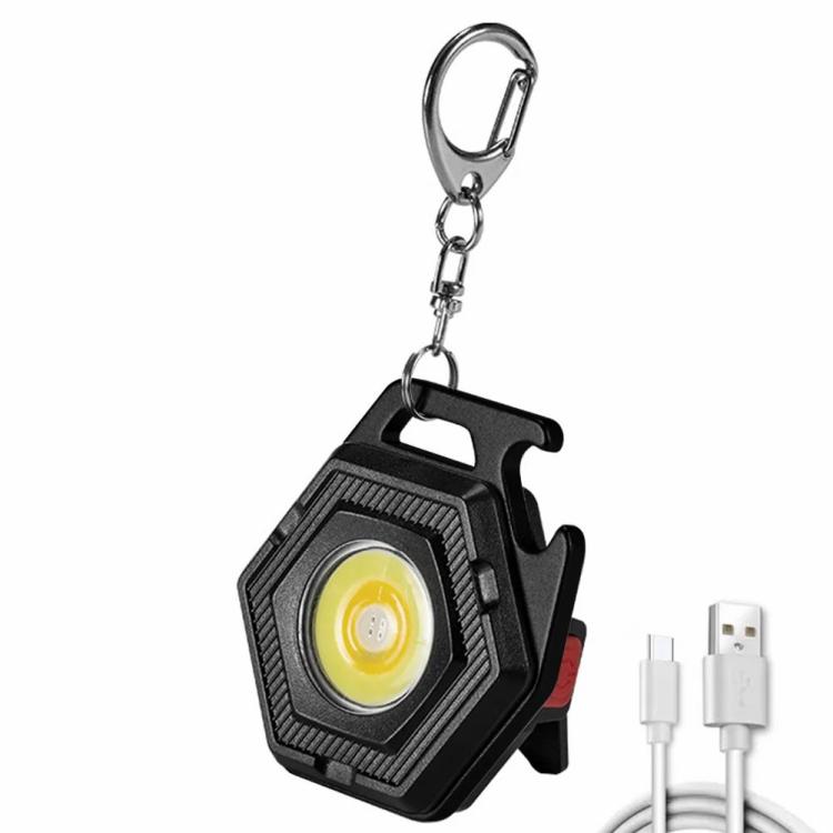 COB LED Keychain Flashlight Type-C USB Charging Work Lamp 500LM IPX4 7 Modes  |   Camping Light Camping Light Camping Light