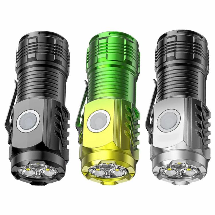 High Power Flashlight 3 Eyes USB Charging Emergency Spotlights for Power Outages  |   Flashlights Lighting Black/Green/Grey