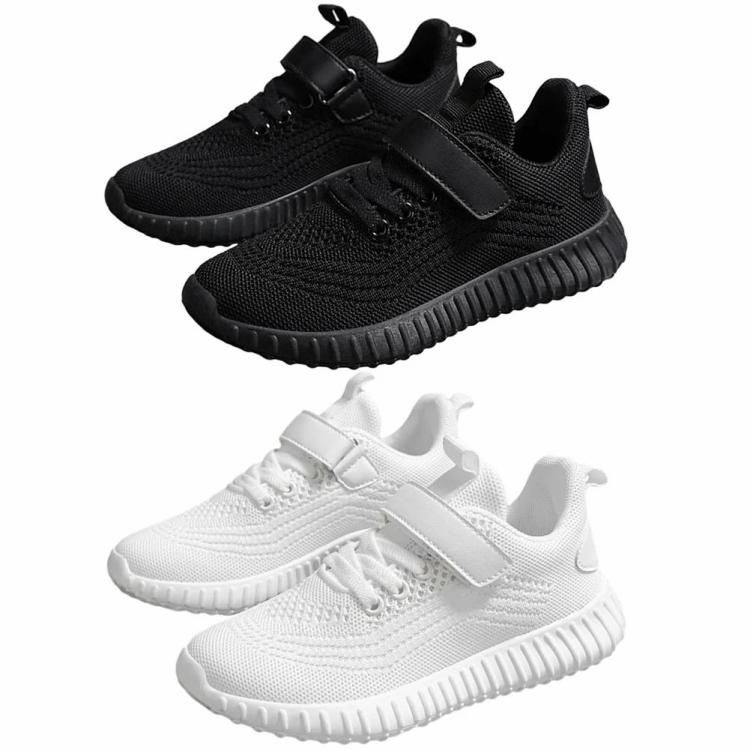 Kids Athletic Running Shoes Anti-Slip Mesh Casual Running Shoes Adjustable Strap  |   Sports Shoes Sneakers Black/White