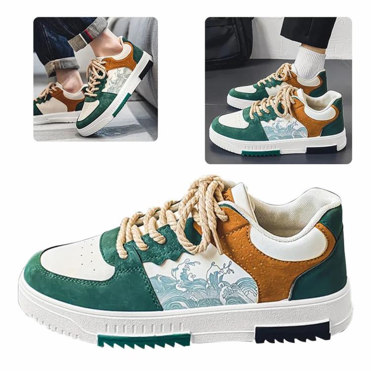 Men Fashion Sneakers Cozy Platform Shoes Shock Absorption for Outdoor Activities  |   Sports Shoes Sneakers Dark Blue/Green