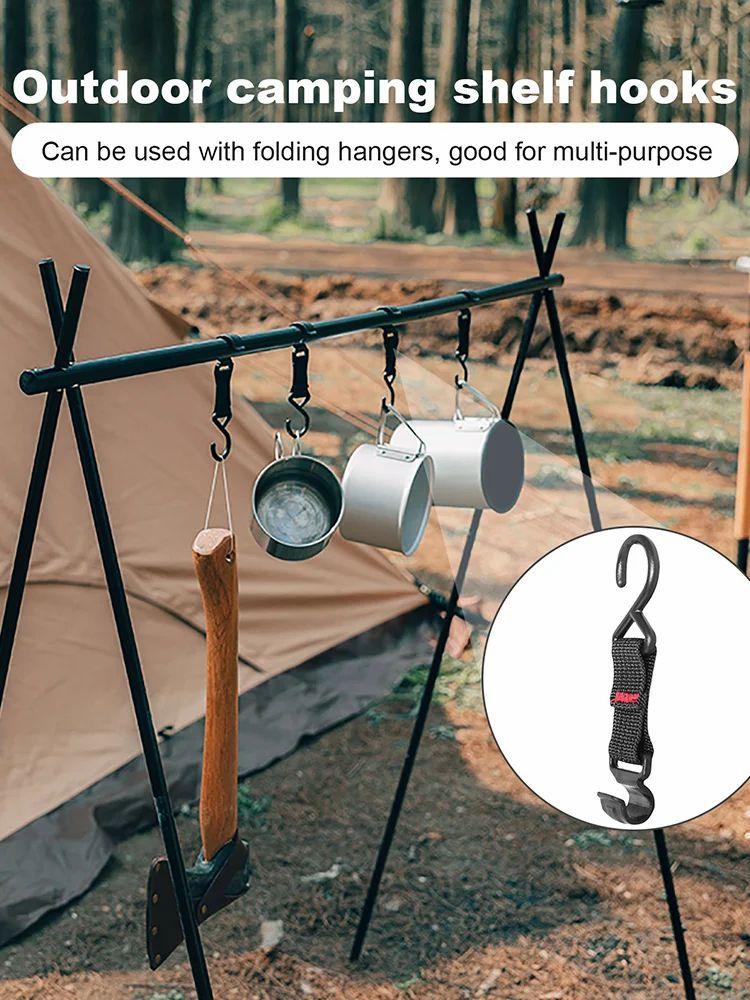 Outdoor Rack Hooks – Strap Buckle S-shaped Hook Crossbar & Tent Pole Hook  |   Tents & Shelters Camping & Hiking L