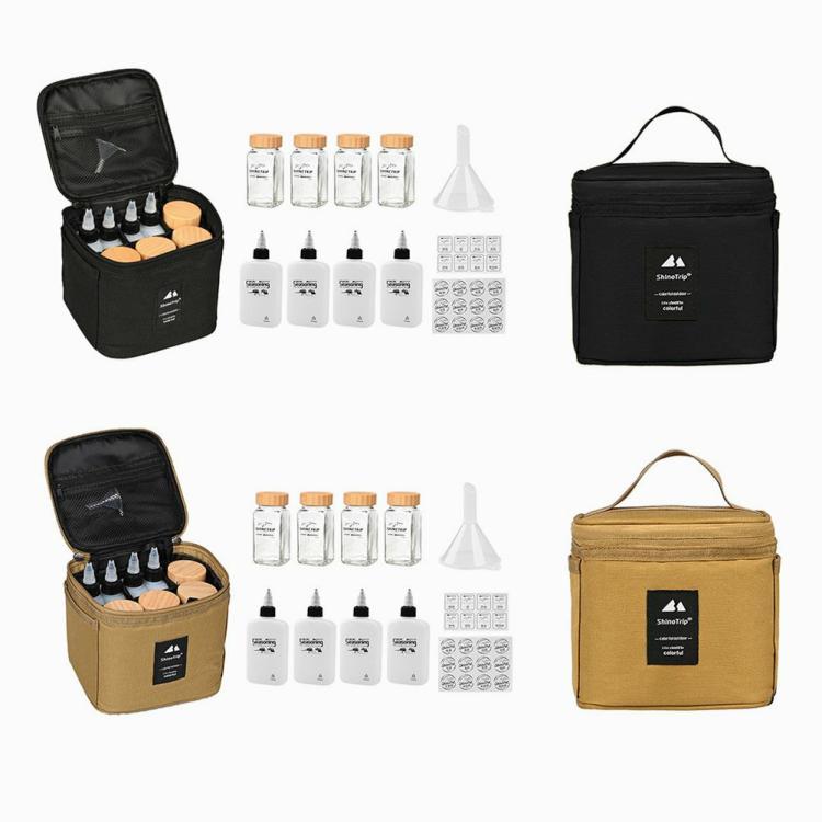 Outdoor Seasoning Bottle Set Camping Picnic Seasoning Split Can Storage Bag  |   Camping Bag Camping Bag Black/Khaki