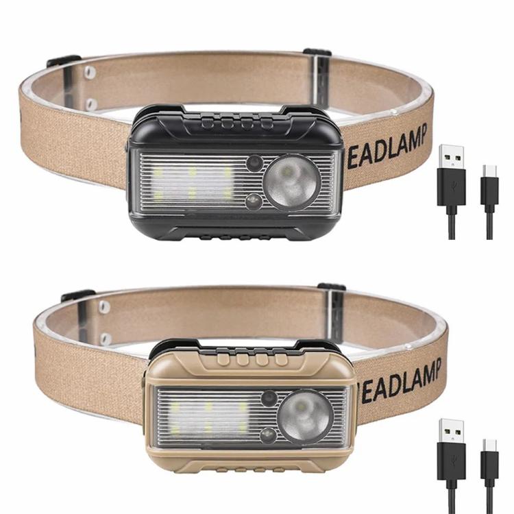 XPE Head Lamp 800MAH LED Intelligent Work Light 6 Modes 300LM for Hiking Fishing  |   Camping Light Camping Light Brown