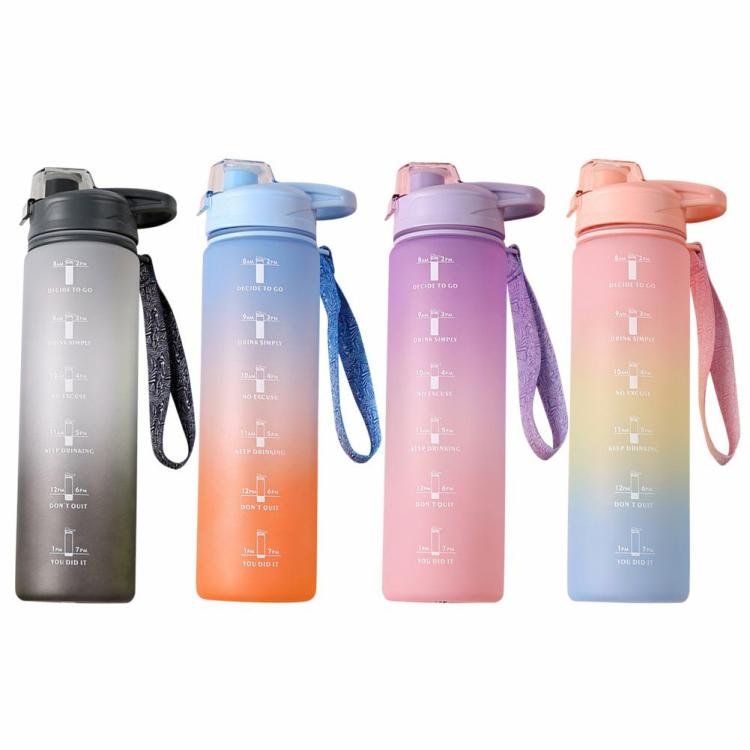 1000ml Sports Water Bottle with Time Marker Outdoor Fitness Portable Cups  |   Sports Bottles Camping & Hiking Grey/Blue/Pink