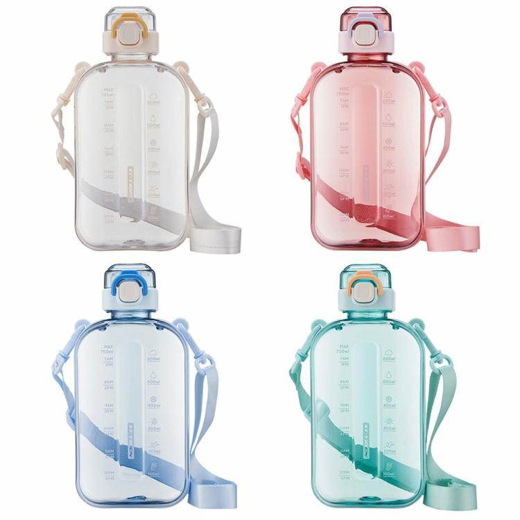 750ML Water Bottle Transparent Portable Kettle Adjustable Strap Summer Drinkware  |   Sports Bottles Camping & Hiking Sports Bottles